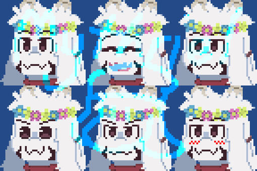 A set of CaveStory-styled emotes commissioned by @FloatyPi